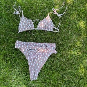 Abercrombie & Fitch Brown and White Polka Dot Swimwear
